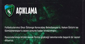 Kocaelispor’da iki futbolcu kiralandı