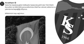 Kocaelispor’dan şehitlerimiz için taziye mesajı