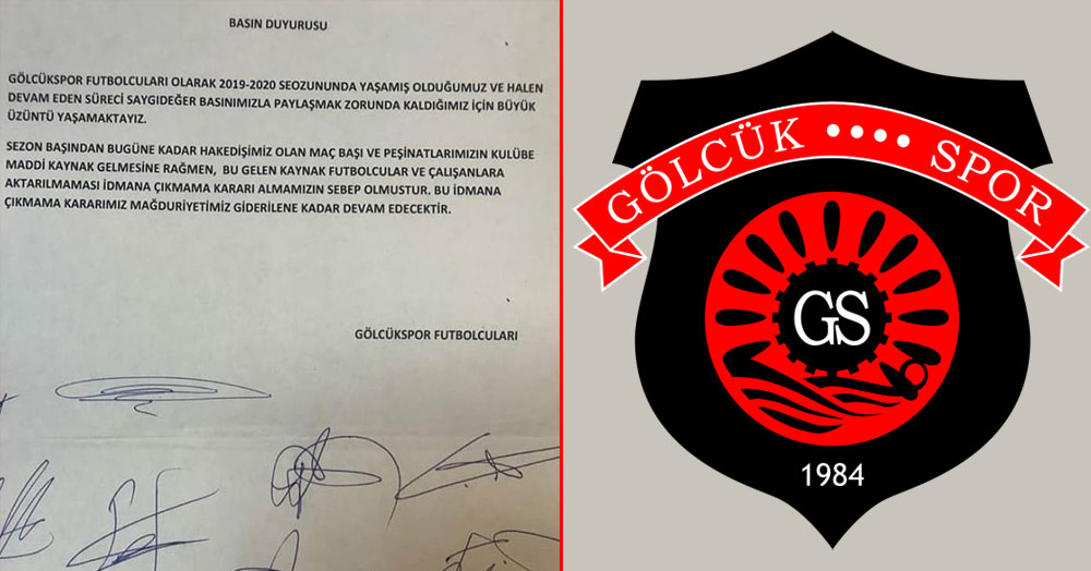 Gölcükspor’da futbolculardan imzalı protesto