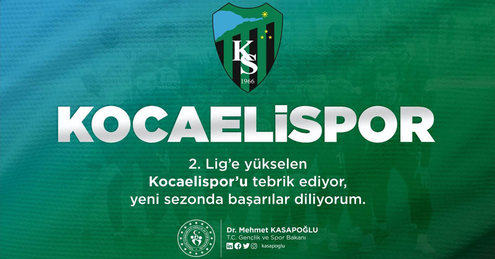 Kasapoğlu’ndan Kocaelispor’a kutlama paylaşımı