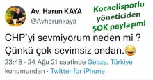 Kocaelisporlu yöneticiden şok CHP paylaşımı!